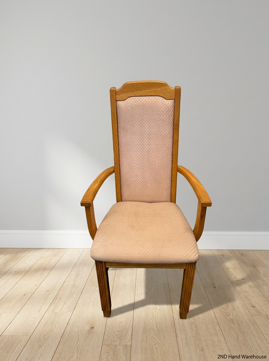 Upholstered High-Back Dining Chair with Armrests