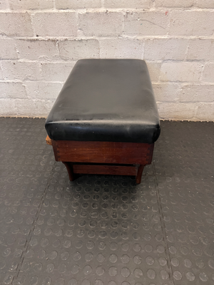 Upholstered Wood and Leather-Look Stool — Fair Used Condition - 2ndhandwarehouse.com
