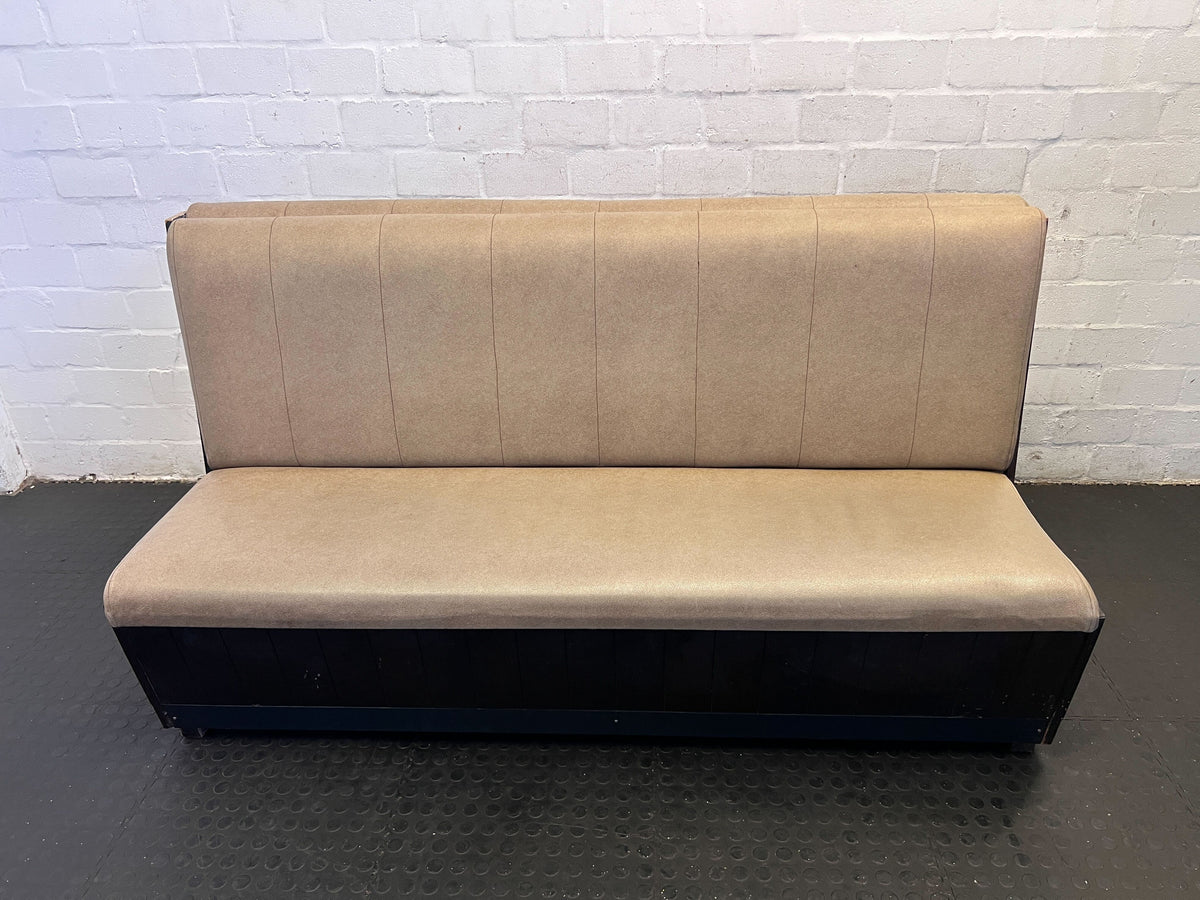 DBL SIDED- 170CM - Stylish Beige Upholstered Restaurant Booth Seat Wooden Frame - Minor Wear