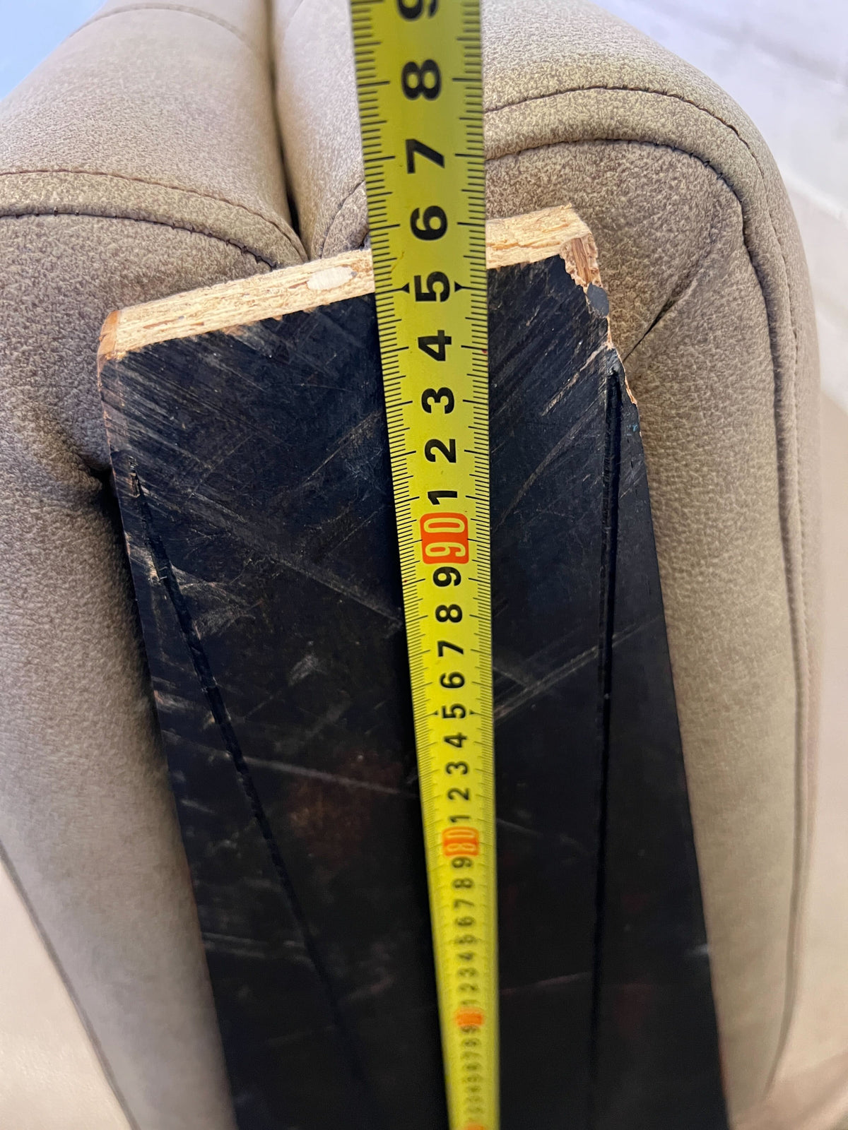 DBL SIDED- 170CM - Stylish Beige Upholstered Restaurant Booth Seat Wooden Frame - Minor Wear