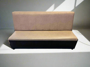 DBL SIDED- 170CM - Stylish Beige Upholstered Restaurant Booth Seat Wooden Frame - Minor Wear