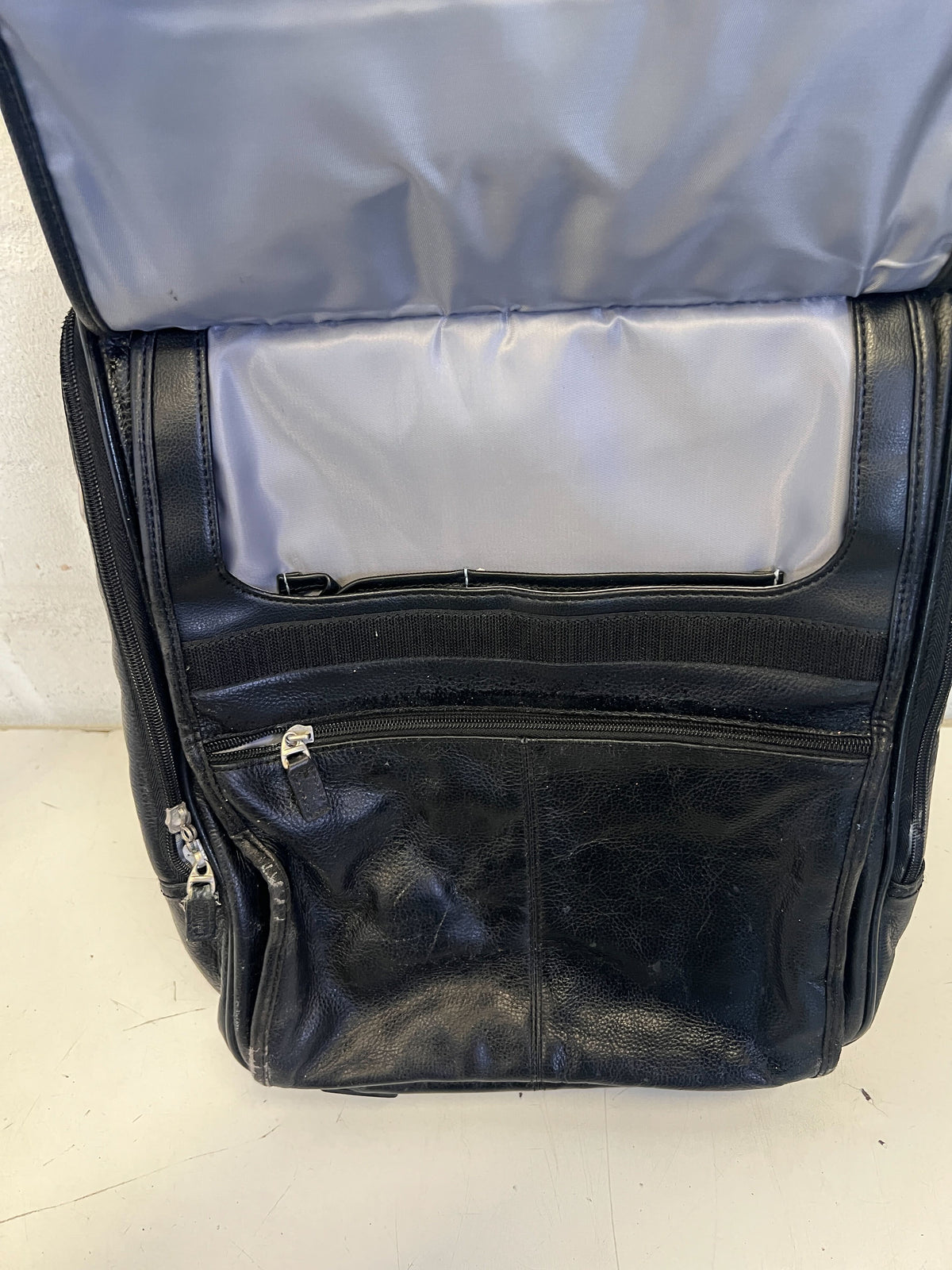 Versatile Black Leather Backpack Briefcase Bag