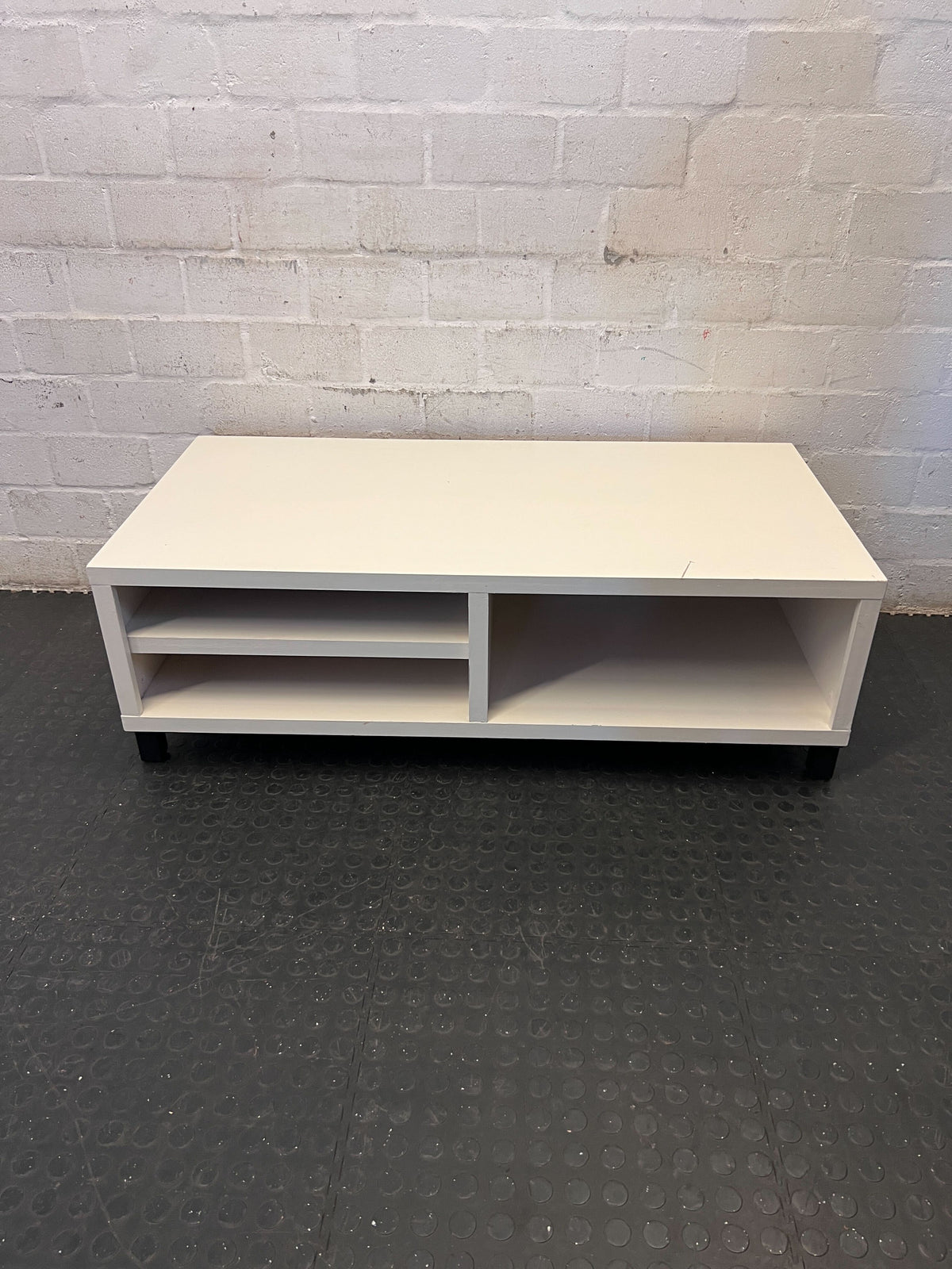 Versatile Cream TV Stand with Shelves - One side leg need to replace - 2ndhandwarehouse.com