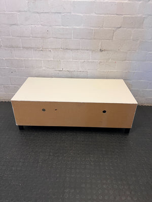 Versatile Cream TV Stand with Shelves - One side leg need to replace - 2ndhandwarehouse.com