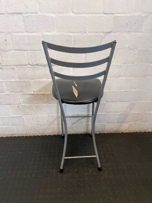 Versatile Grey Metal & Black Seat Chair - Used Condition- Visible damage on the seat