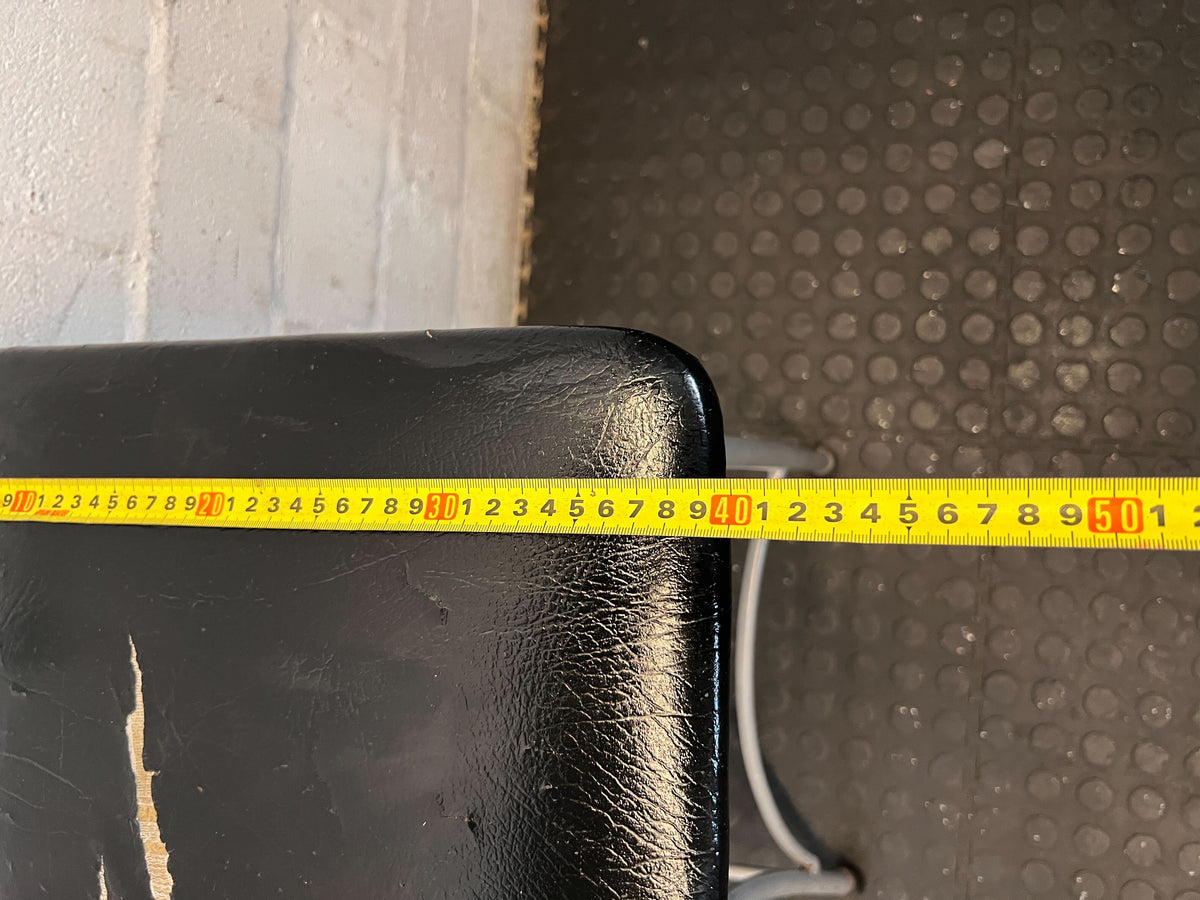 Versatile Grey Metal & Black Seat Chair - Used Condition- Visible damage on the seat