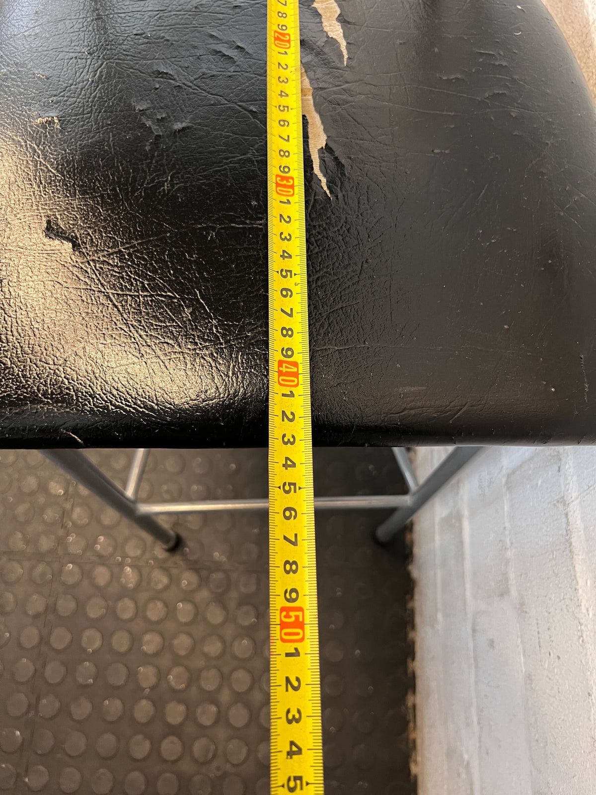 Versatile Grey Metal & Black Seat Chair - Used Condition- Visible damage on the seat