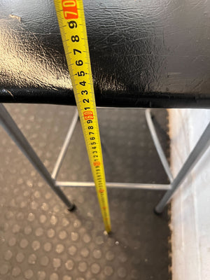 Versatile Grey Metal & Black Seat Chair - Used Condition- Visible damage on the seat