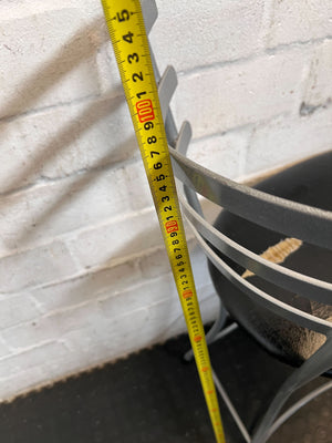 Versatile Grey Metal & Black Seat Chair - Used Condition- Visible damage on the seat