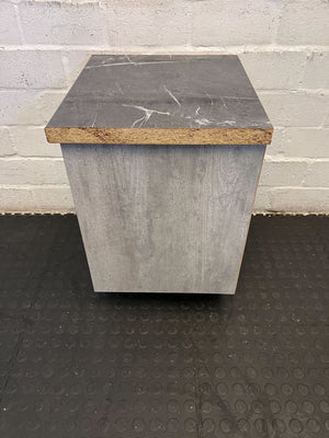 Versatile Grey Wood-Style Nightstand with Black Marble Top - 2ndhandwarehouse.com