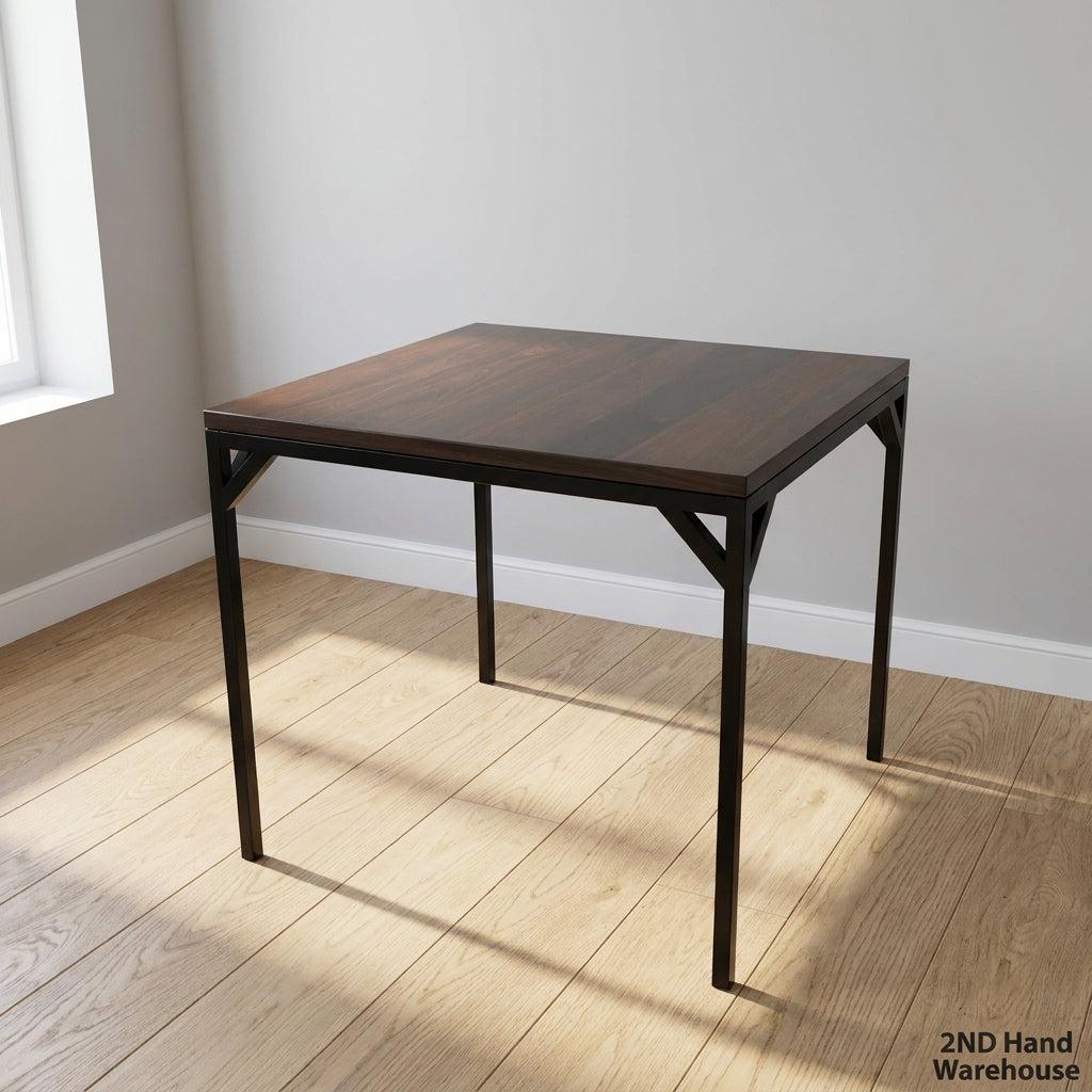 Versatile Industrial Dark Wood Table with Black Metal Legs