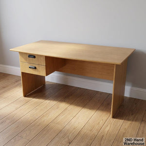 Versatile Light Wood Desk with 2 Drawers - Home Office & Study - Fair used - 2ndhandwarehouse.com