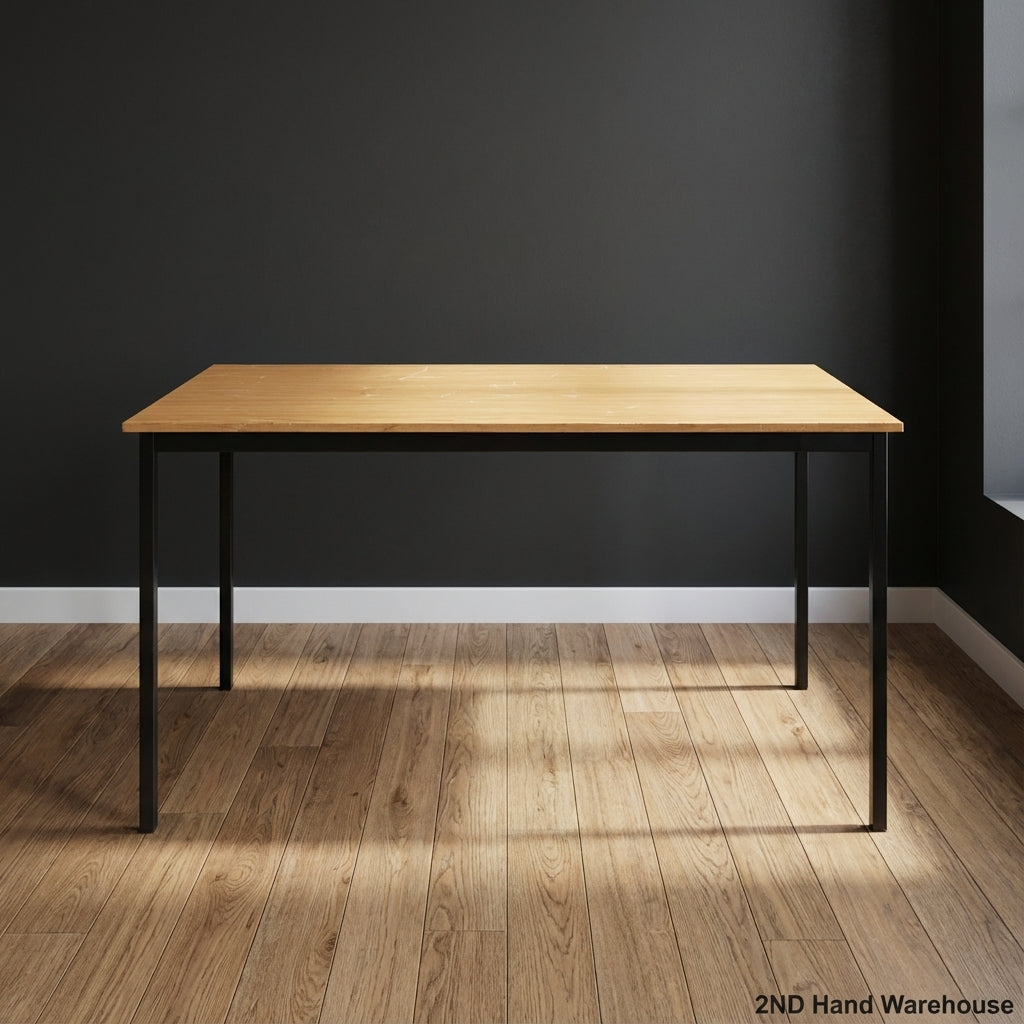 Versatile Light Wood Effect & Black Frame Table 137 x 68cm