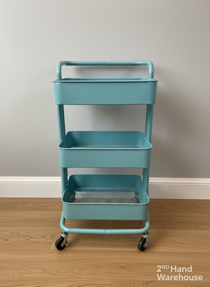 Versatile Teal 3-Tier Rolling Utility Cart - Mobile Storage Solution