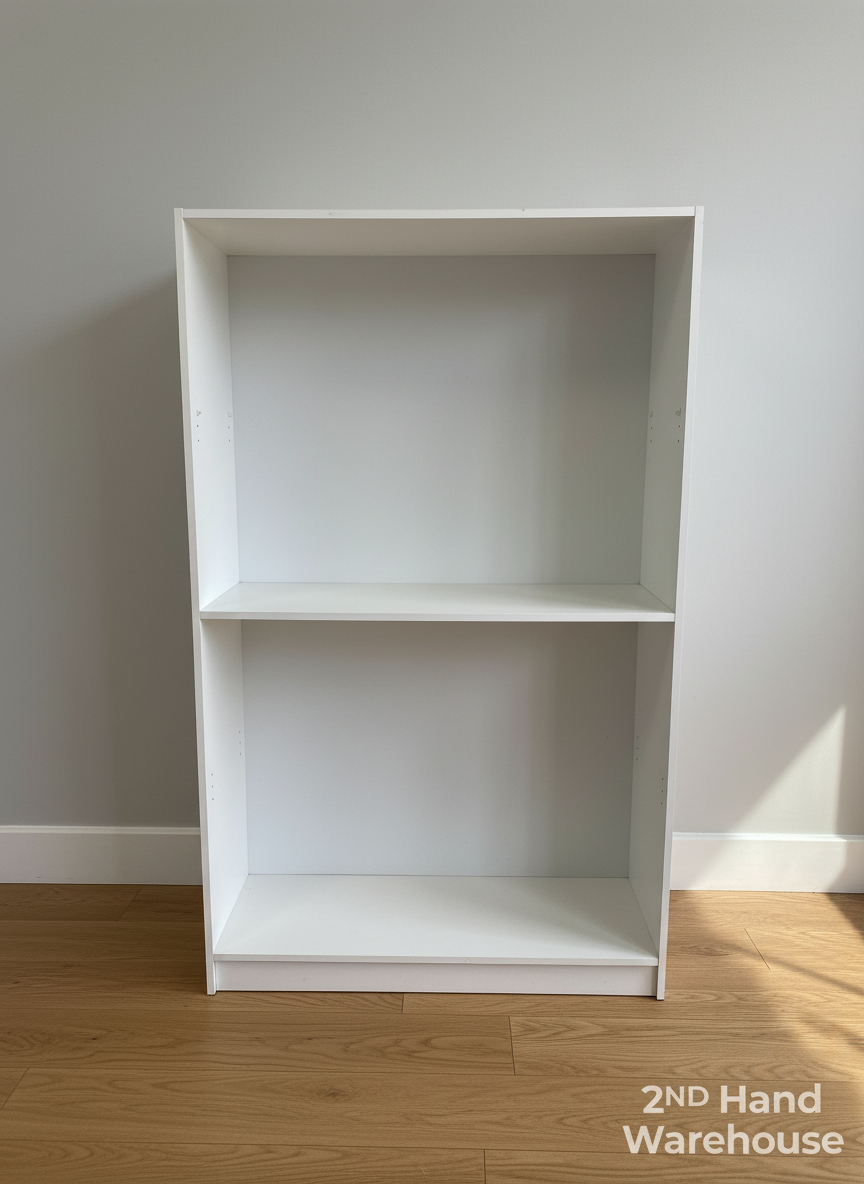 Versatile White Two-Shelf Bookshelf