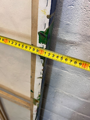 Vibrant Abstract Canvas Art - Dynamic Greens & Blues 61 by 152