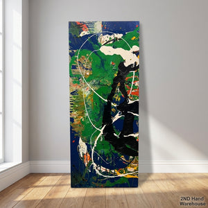 Vibrant Abstract Canvas Art - Dynamic Greens & Blues 61 by 152