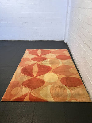 Vibrant Abstract Orange and Beige Area Rug - Minor Wear