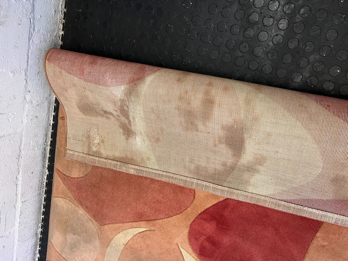 Vibrant Abstract Orange and Beige Area Rug - Minor Wear