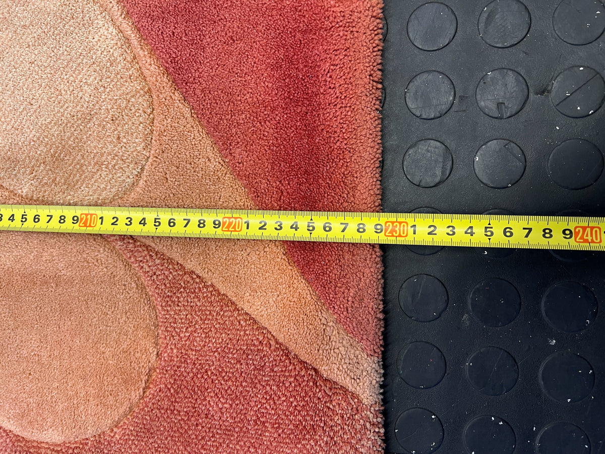 Vibrant Abstract Orange and Beige Area Rug - Minor Wear