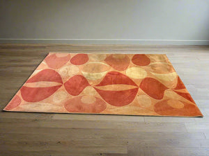 Vibrant Abstract Orange and Beige Area Rug - Minor Wear