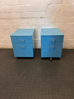 Vibrant Blue 2-Drawer Mobile Filing Cabinet - 2ndhandwarehouse.com