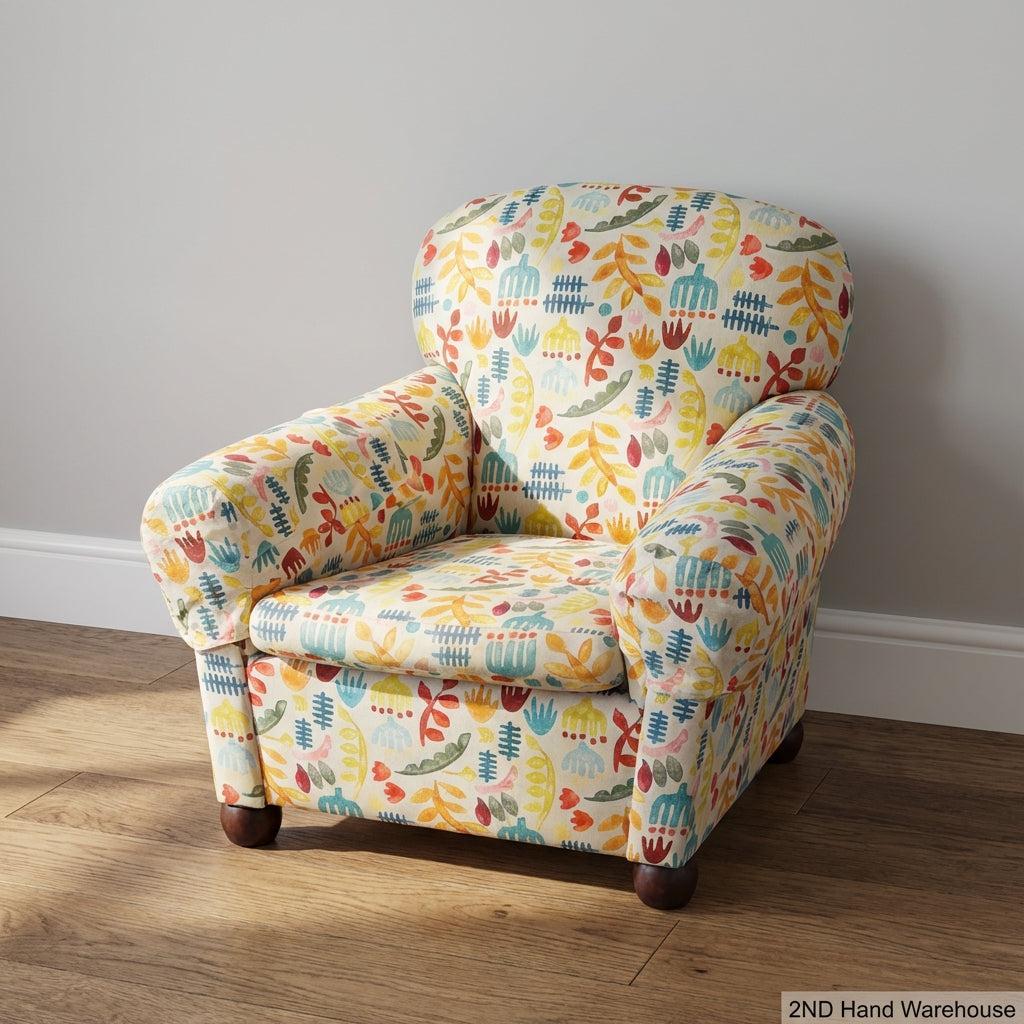 Vibrant Kids' Armchair with Playful Botanical Print