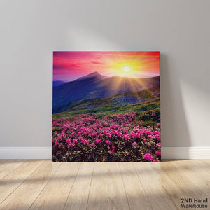 Vibrant Mountain Sunset & Rhododendron Canvas Art - 2ndhandwarehouse.com