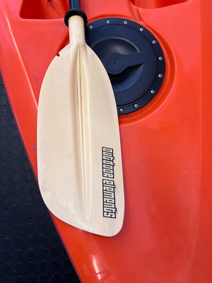 Vibrant Orange Sit-on-Top Kayak with Paddle