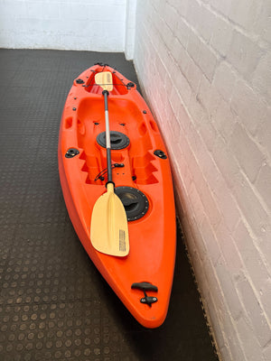 Vibrant Orange Sit-on-Top Kayak with Paddle