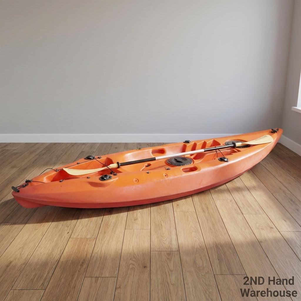 Vibrant Orange Sit-on-Top Kayak with Paddle