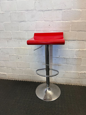 Vibrant Red & Chrome Adjustable Bar Stool - 2ndhandwarehouse.com