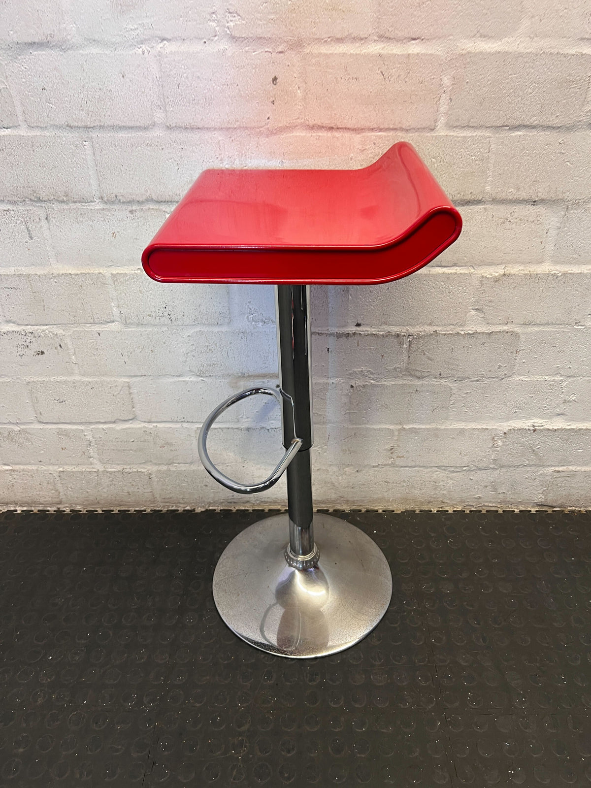 Vibrant Red & Chrome Adjustable Bar Stool - 2ndhandwarehouse.com