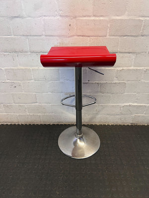 Vibrant Red & Chrome Adjustable Bar Stool - 2ndhandwarehouse.com