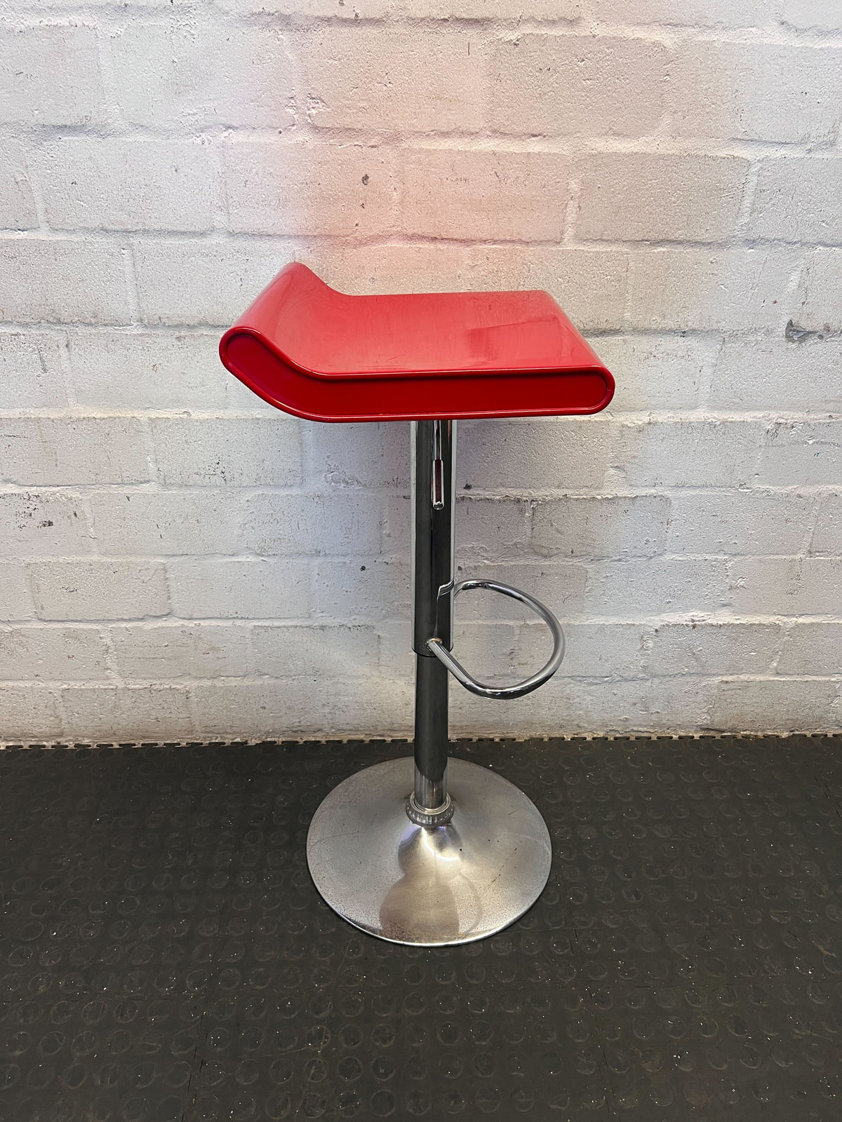 Vibrant Red & Chrome Adjustable Bar Stool - 2ndhandwarehouse.com