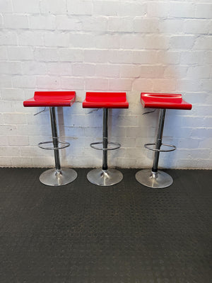 Vibrant Red & Chrome Adjustable Bar Stool - 2ndhandwarehouse.com