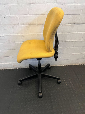 Vibrant Yellow Fabric Office Chair with Minor Wear