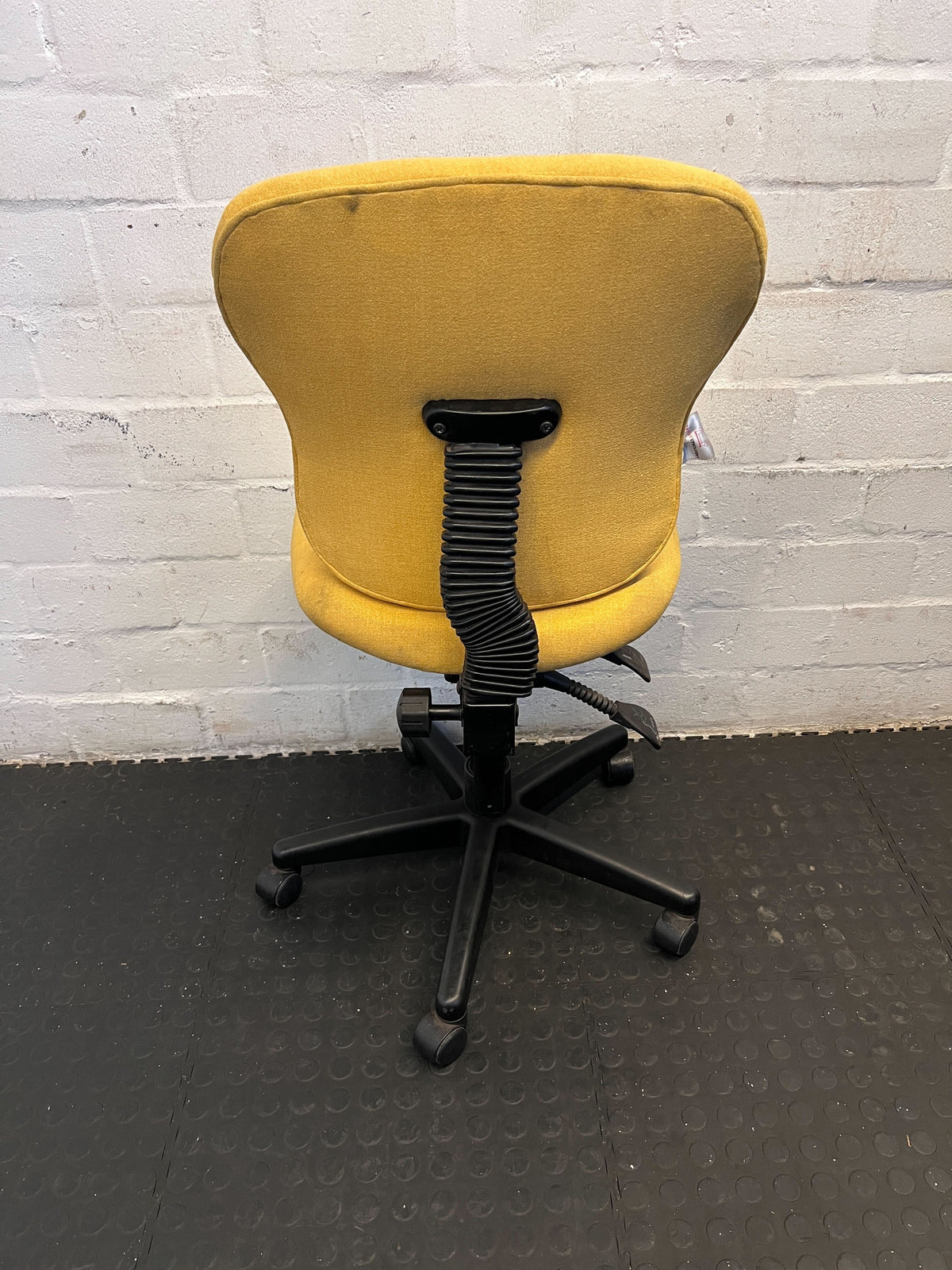 Vibrant Yellow Fabric Office Chair with Minor Wear