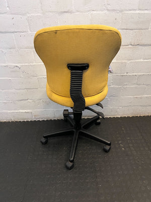 Vibrant Yellow Fabric Office Chair with Minor Wear