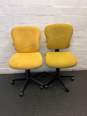 Vibrant Yellow Fabric Office Chair with Minor Wear