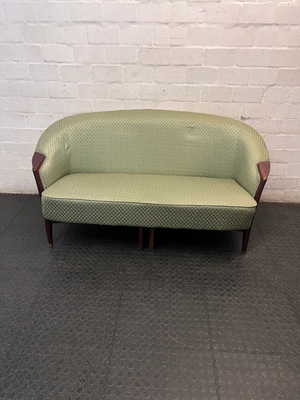 Vintage 2 Seater Couch in Patterned Green Fabric