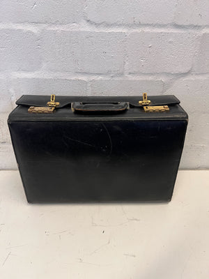 Vintage Black Leather Briefcase with Minor Scratches