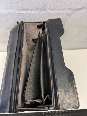 Vintage Black Leather Briefcase with Minor Scratches