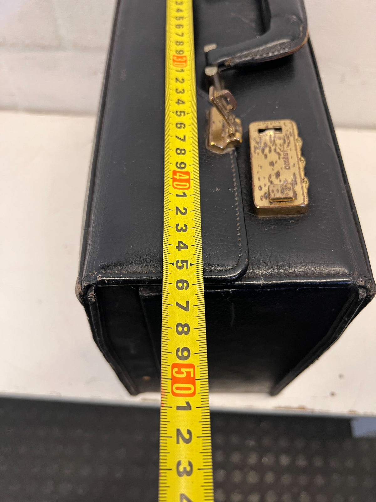 Vintage Black Leather Briefcase with Minor Scratches