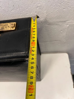Vintage Black Leather Briefcase with Minor Scratches