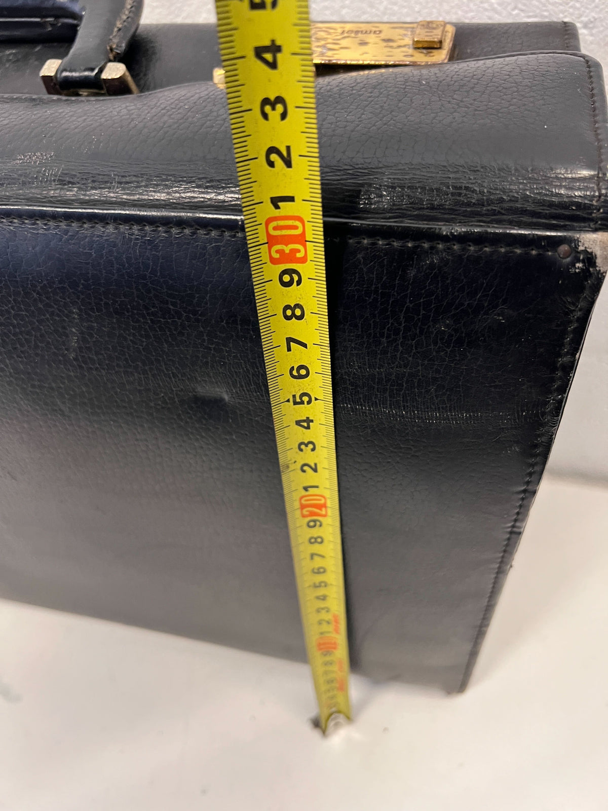 Vintage Black Leather Briefcase with Minor Scratches