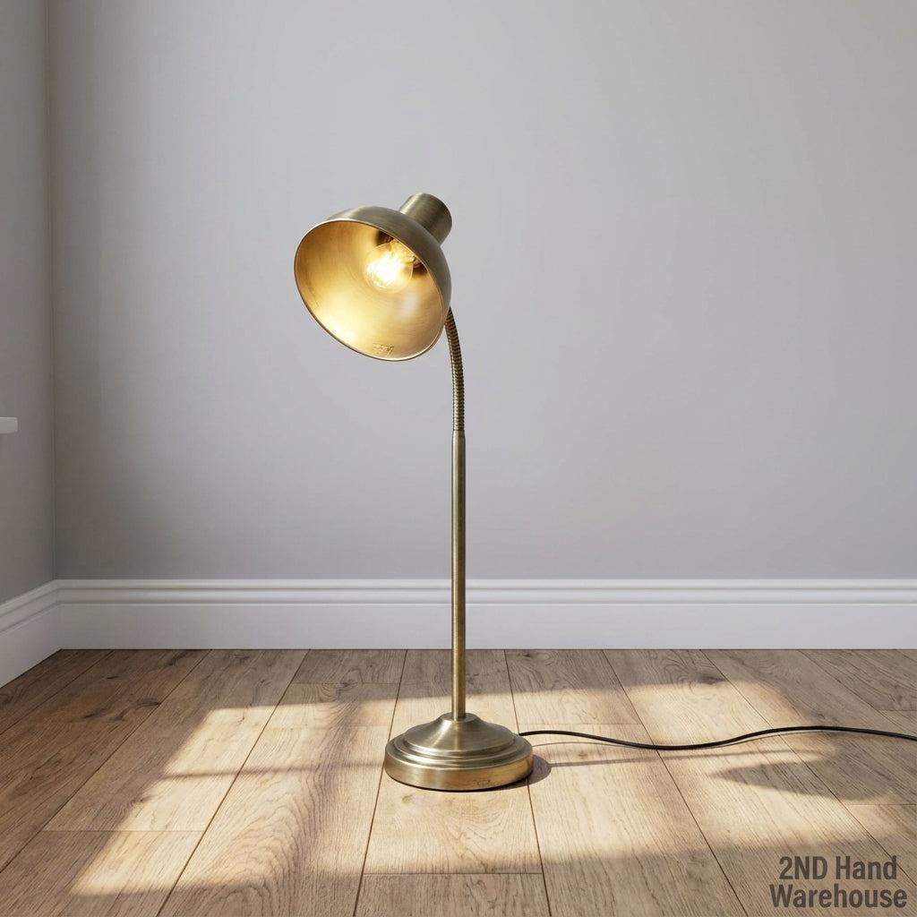 Vintage Brass Gooseneck Desk Lamp - Flexible Reading Light