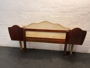 Vintage Burl Wood Headboard with Built-in Pedestals — Missing Side Drawer Leg