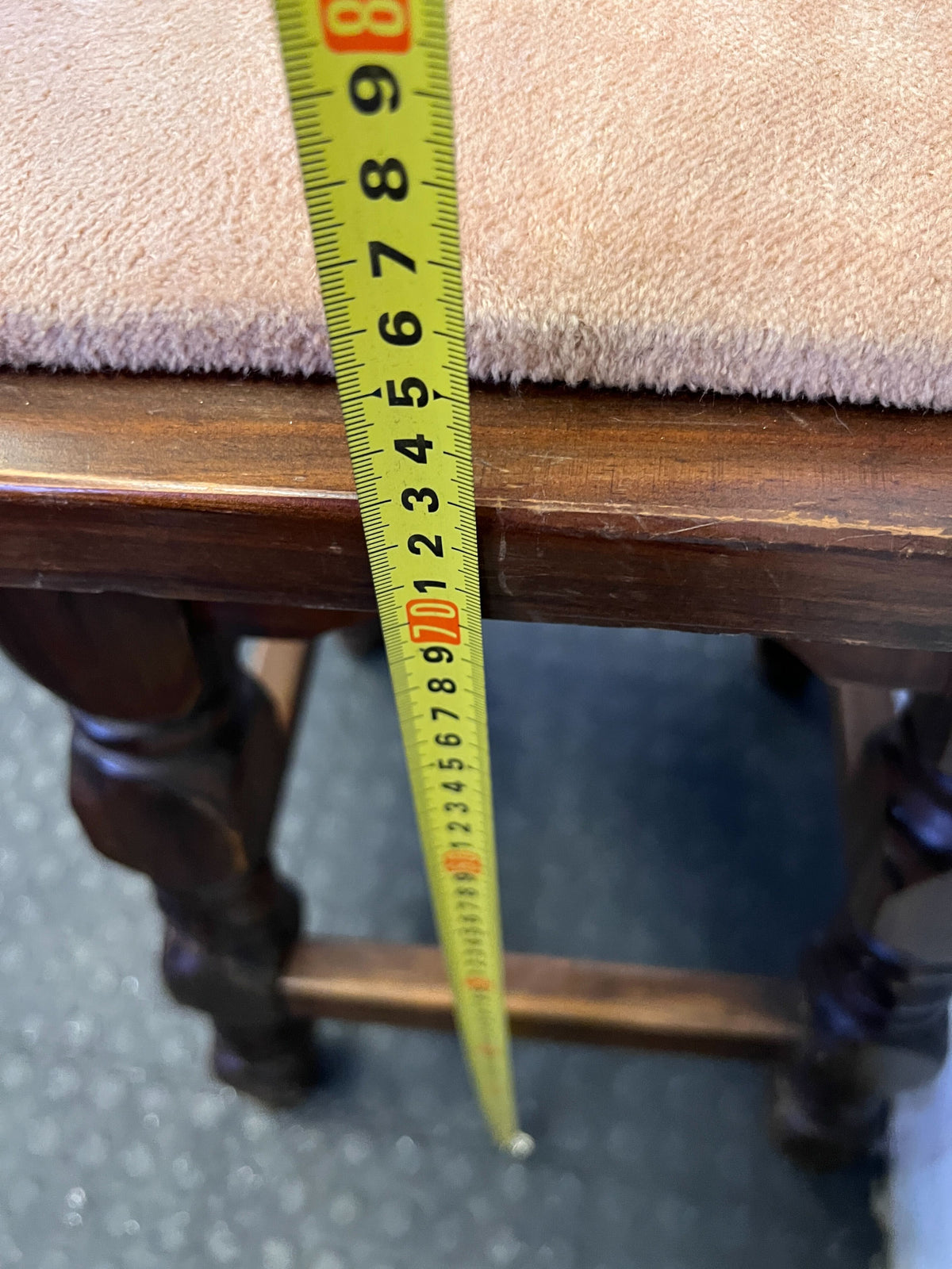 Vintage Captain's Style Wooden Bar Stool with Upholstered Seat