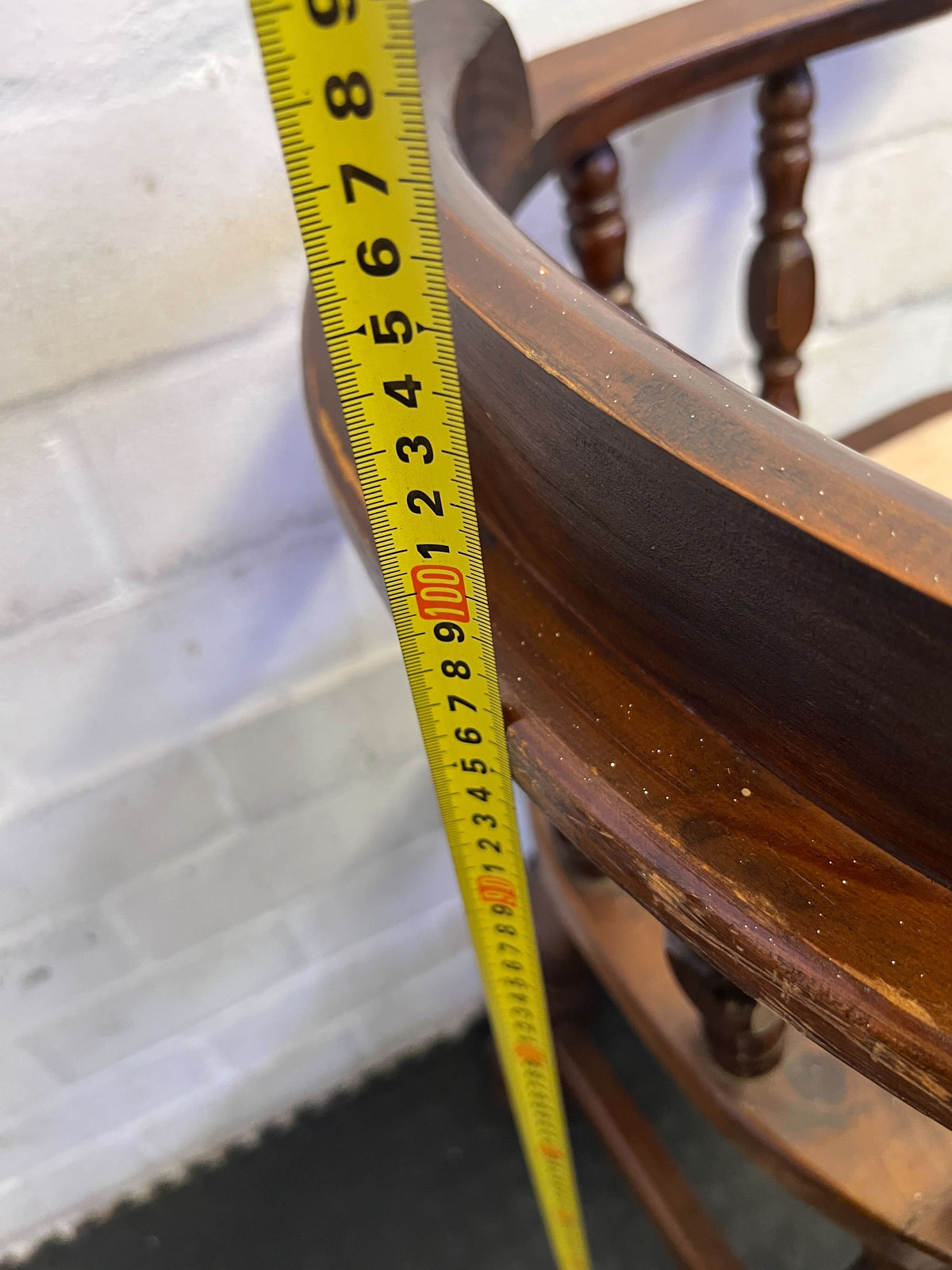 Vintage Captain's Style Wooden Bar Stool with Upholstered Seat